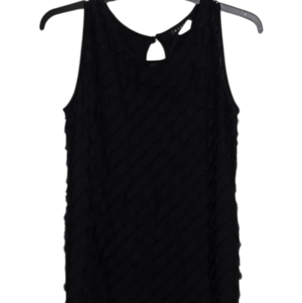 Janeric Black Ruffled Sleeveless Top